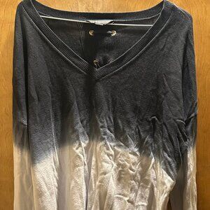 Rock & Republic Womens Black & Gray Ombre Sweater w Lace‎ up Back Size XXL